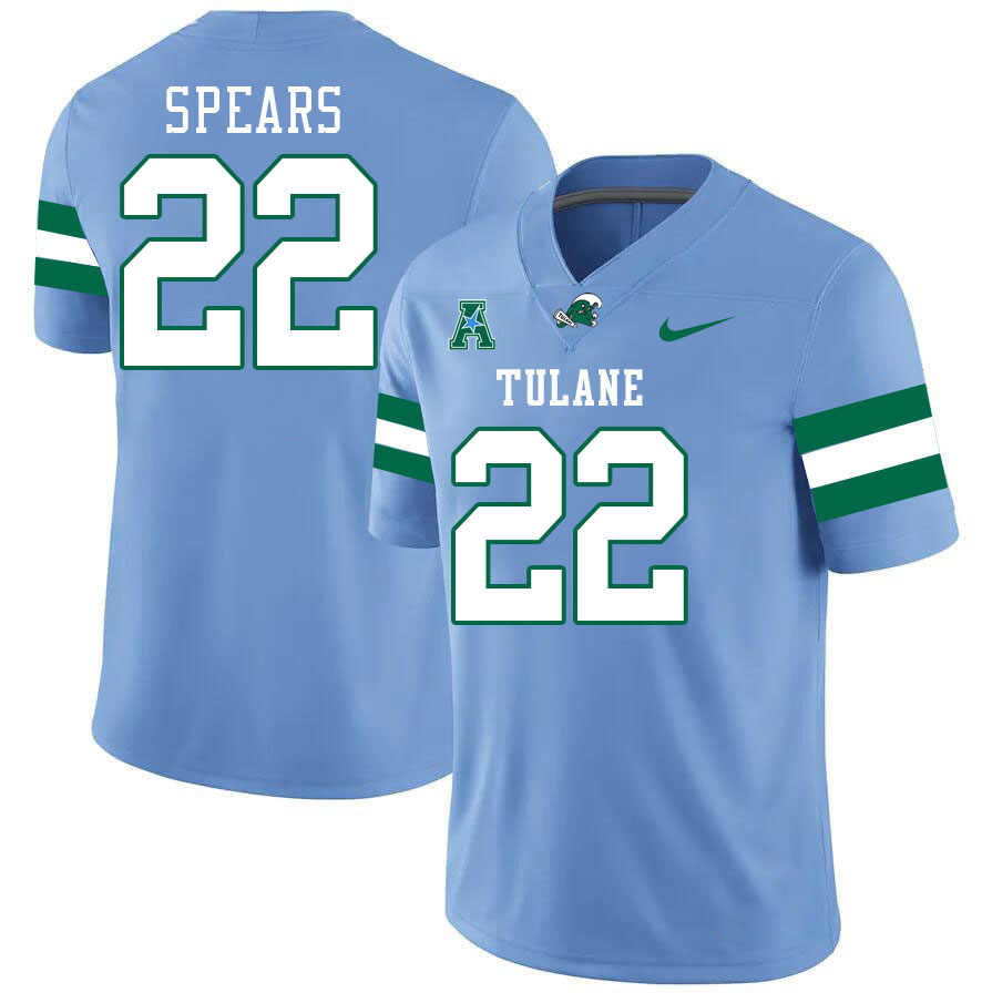 Tulane Green Wave #22 Tyjae Spears College Football Jerseys Stitched Sale-Blue